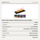 Electric Steam Fireplace, 1500W Metal Water Vapor Fireplace with 3D LED Flame — specifications