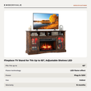 Fireplace TV Stand for TVs Up to 65", Adjustable Shelves LED Light Entertainment Center — specifications