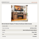 58 Inch Electric Fireplace TV Stand, Farmhouse Media Console Entertainment Center — specifications