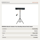 1500Watt Electric Outdoor Free Standing Infrared Patio Heater with Remote Control — specifications