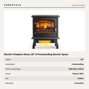 Electric Fireplace Stove, 20" H Freestanding Electric Space Heater with Temperature — specifications