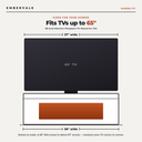 58 Inch Electric Fireplace TV Stand for TVs up to 65 Inch, 23" Firebox, Farmhouse Media — TV size fit diagram