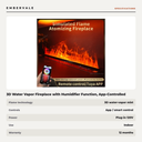 3D Water Vapor Fireplace with Humidifier Function, App-Controlled Steam Flame Electric — specifications