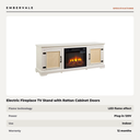 Electric Fireplace TV Stand with Rattan Cabinet Doors, Modern Media Console Entertainment — specifications