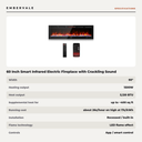 60 Inch Smart Infrared Electric Fireplace with Crackling Sound, WiFi Recessed Fireplace — specifications