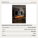 Embedded 3D Steam Electric Fireplace with Realistic Mist Flame Effect, App & Remote — specifications