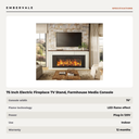 75 Inch Electric Fireplace TV Stand, Farmhouse Media Console Entertainment Center — specifications