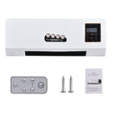 Wall-mounted heater and fan combo supplied with remote control, screws and manual
