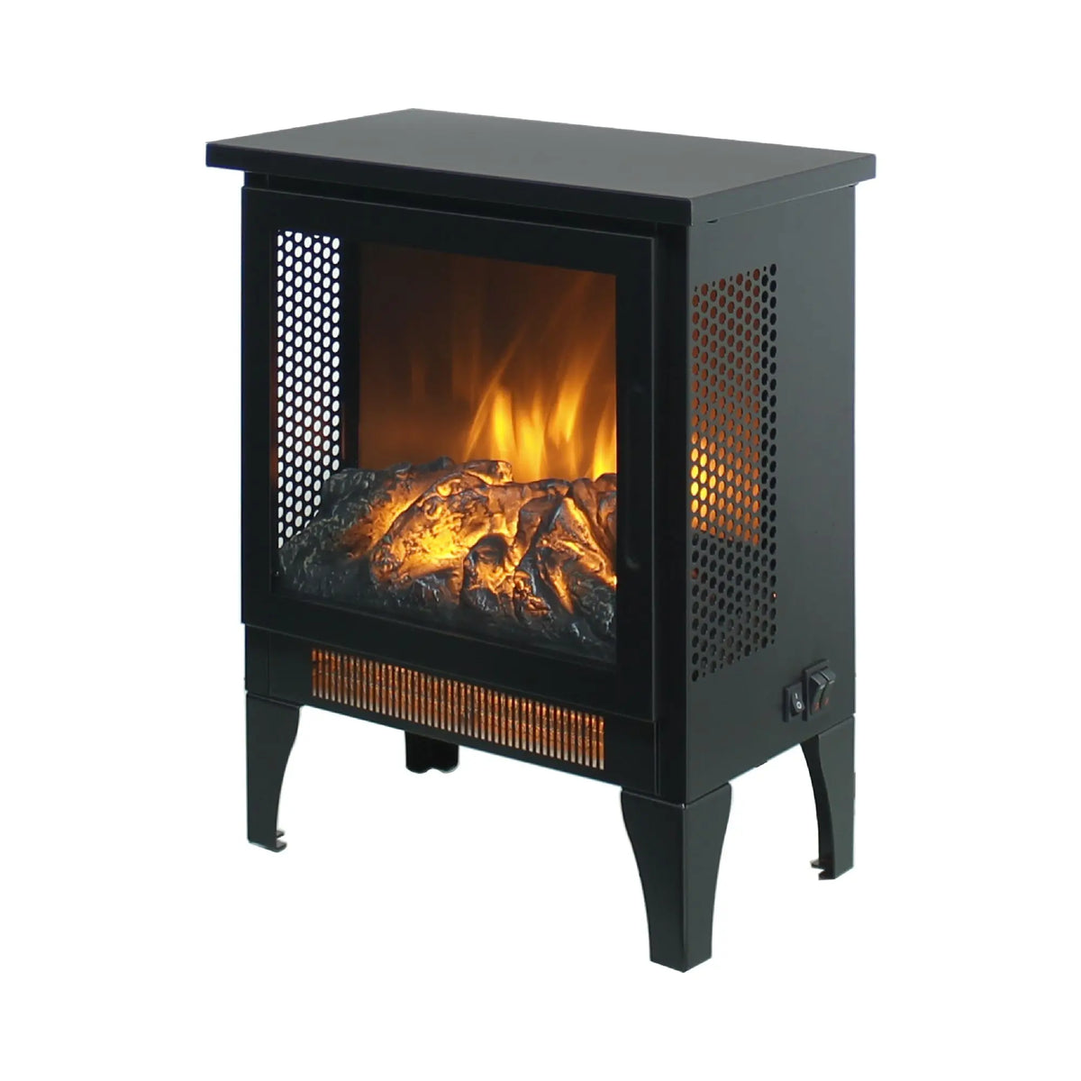 17 Inch Freestanding Electric Fireplace Stove with Realistic 3D Flame, Compact Portable Stove Heater