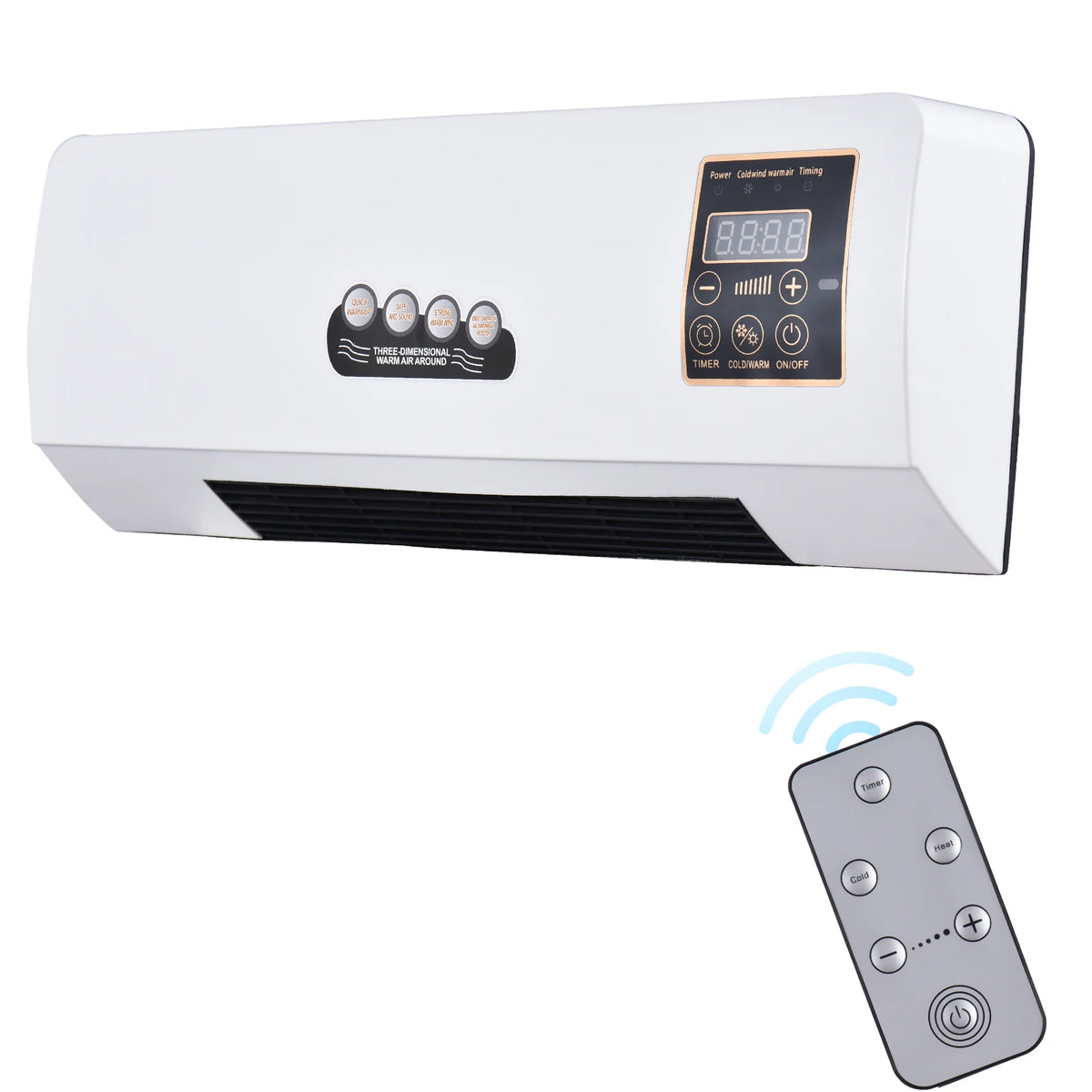 2-in-1 Wall Mounted Heater & Fan Combo 1800W with Timer, Dual-Use Electric Warmer