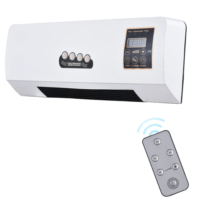 2-in-1 Wall Mounted Heater & Fan Combo 1800W with Timer, Dual-Use Electric Warmer
