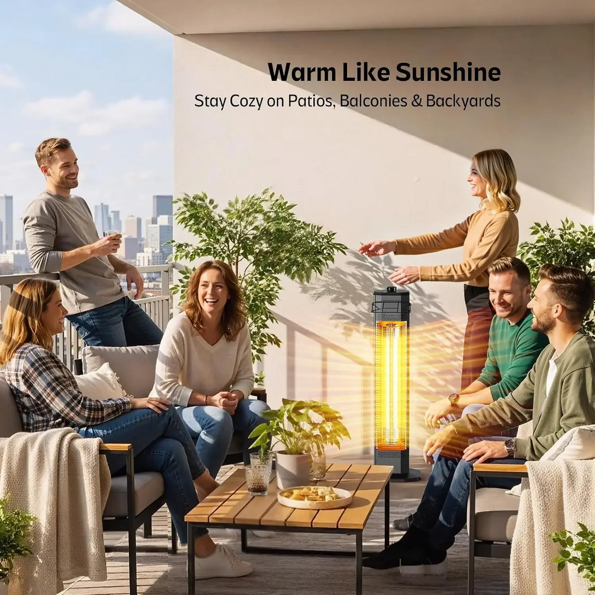 34-inch 1500W infrared patio heater tower, view 3