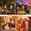 Solar flame torches used as Halloween and Christmas outdoor decoration