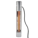 Aluminium-alloy infrared patio heater standing upright with its power cord