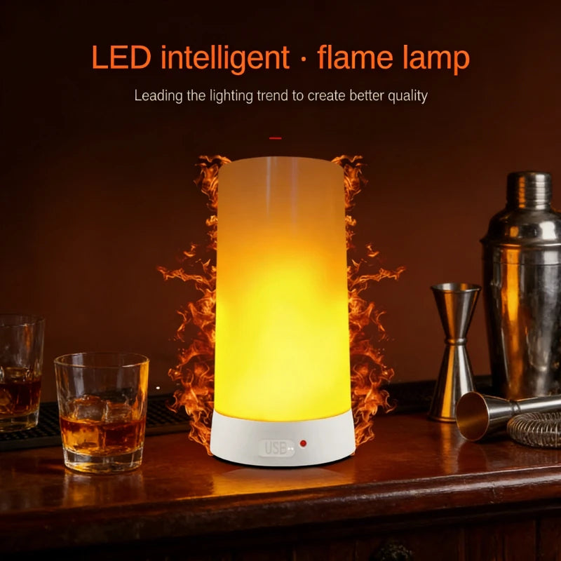 LED simulated flame table lamp with flickering night light