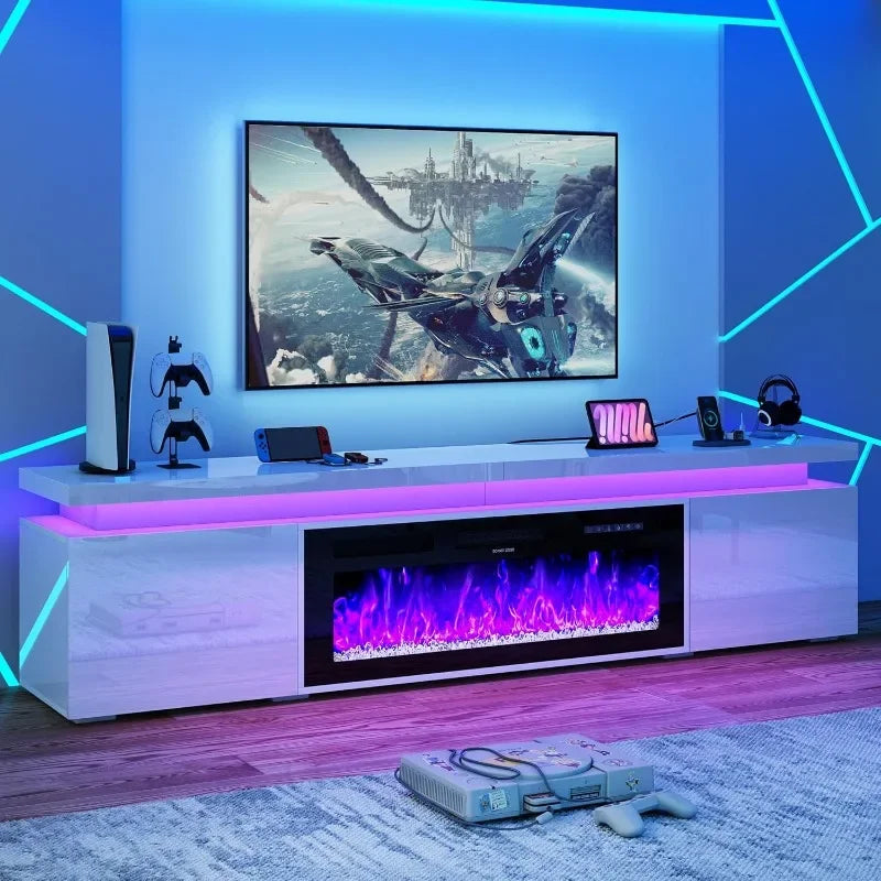 71 inch fireplace TV stand with 40 inch fireplace and power outlet
