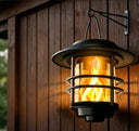 Solar flame-effect LED wall lantern