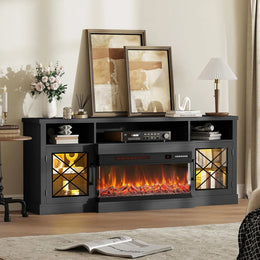 65 Inch Electric Fireplace TV Stand for TVs up to 75 Inch, Modern Media Console Entertainment Center for Living Rooms
