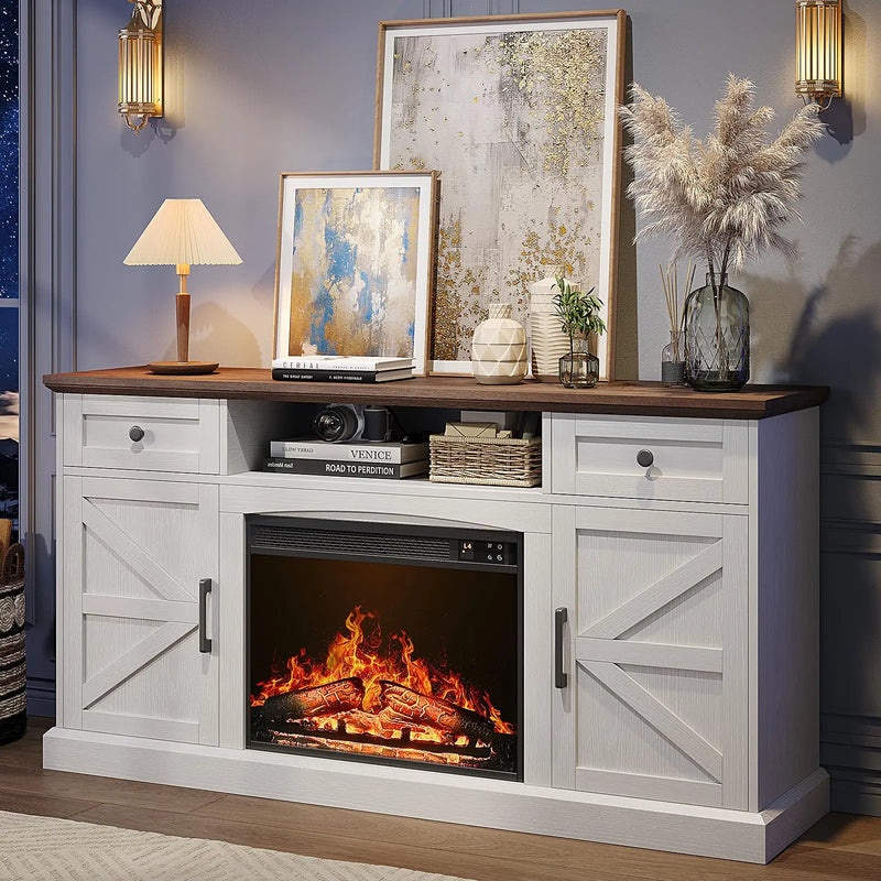 Farmhouse fireplace entertainment center — product detail