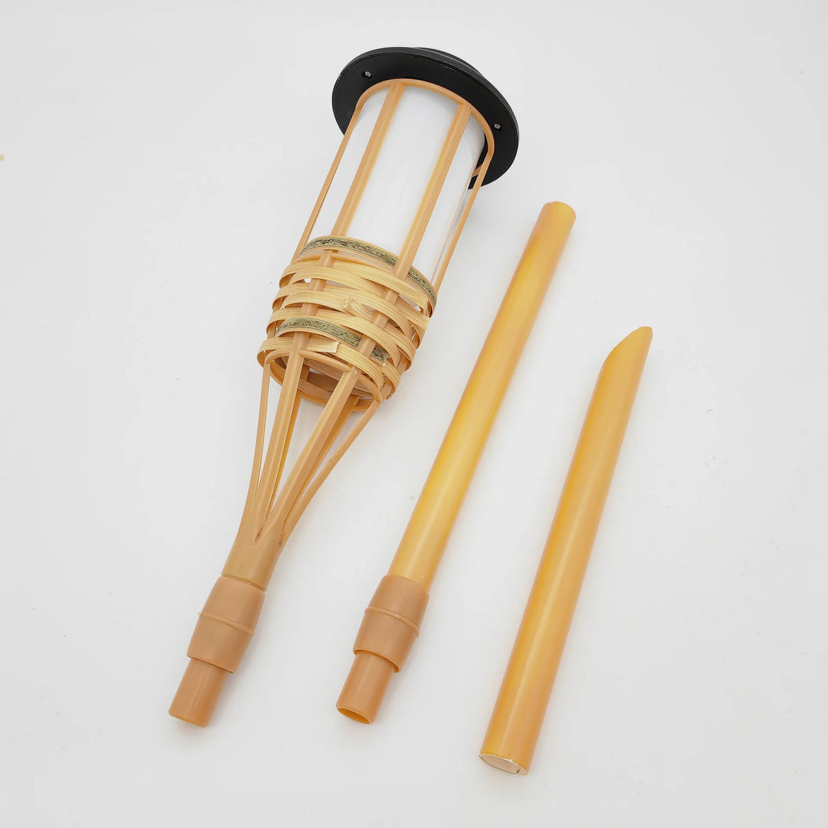 Bamboo solar torch lamp head with stake pieces