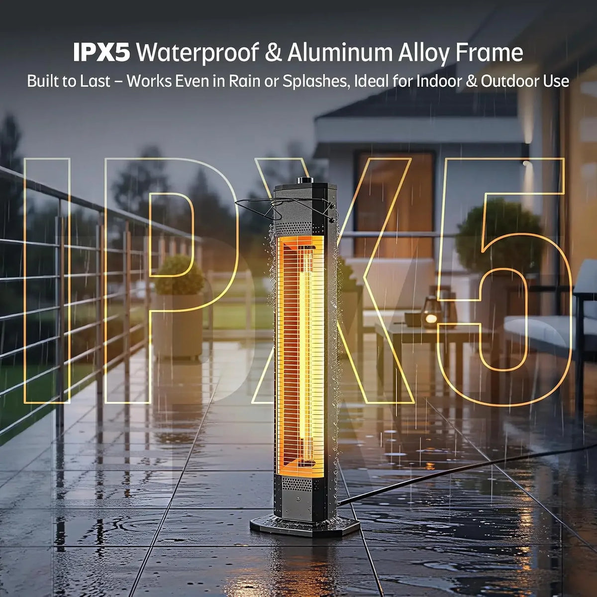 34-inch 1500W infrared patio heater tower, view 4