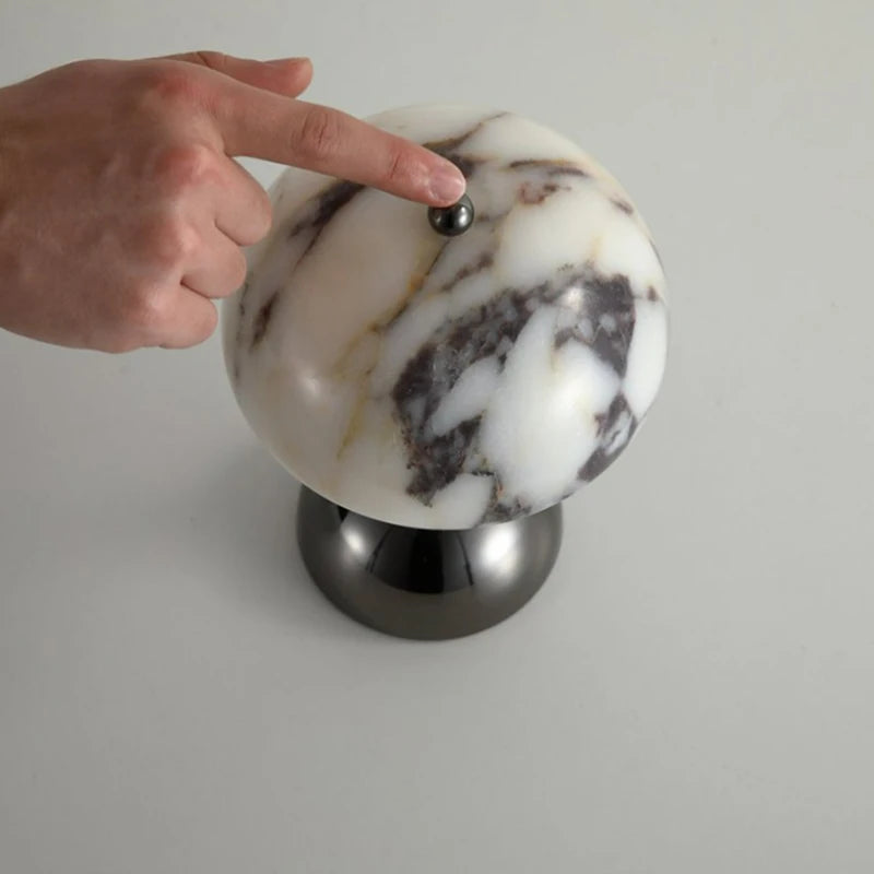 Touch control on the marble mushroom lamp