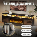 70 inch fireplace TV stand with stainless steel supports