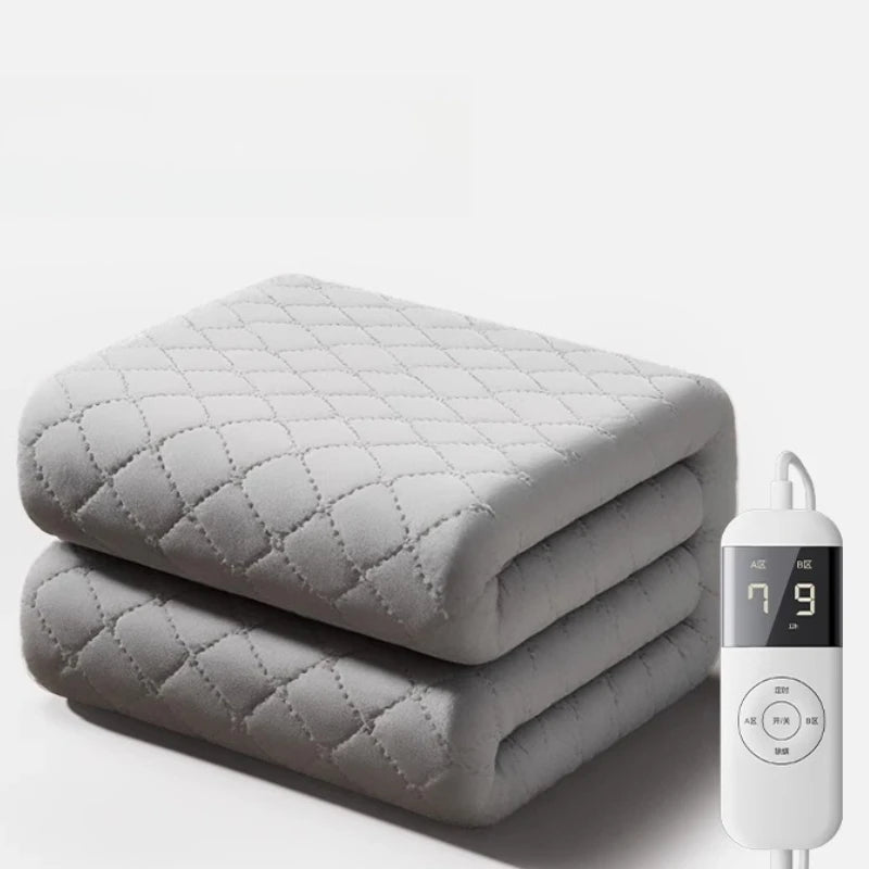 Dual-zone queen king heated blanket with remote