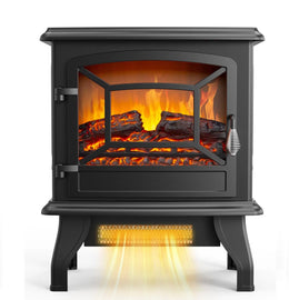 Electric Fireplace Stove, 20''H Freestanding Electric Space Heater with Temperature Adjustable, Realistic Flame Effect