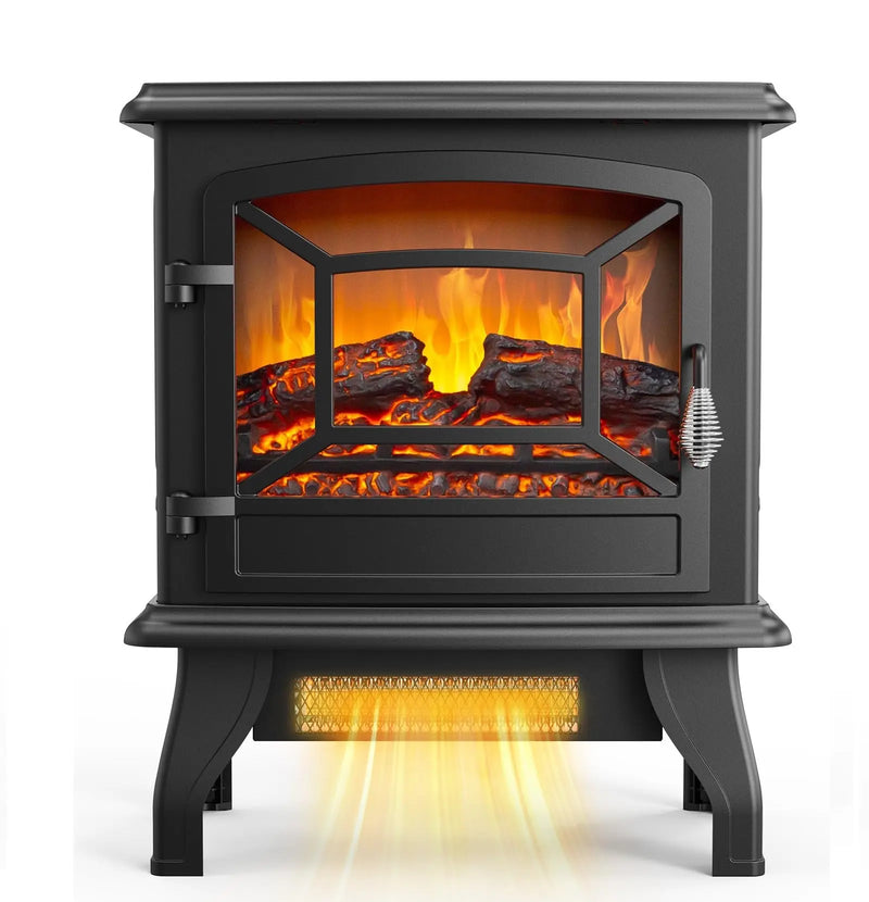 Electric Fireplace Stove, 20''H Freestanding Electric Space Heater with Temperature Adjustable, Realistic Flame Effect