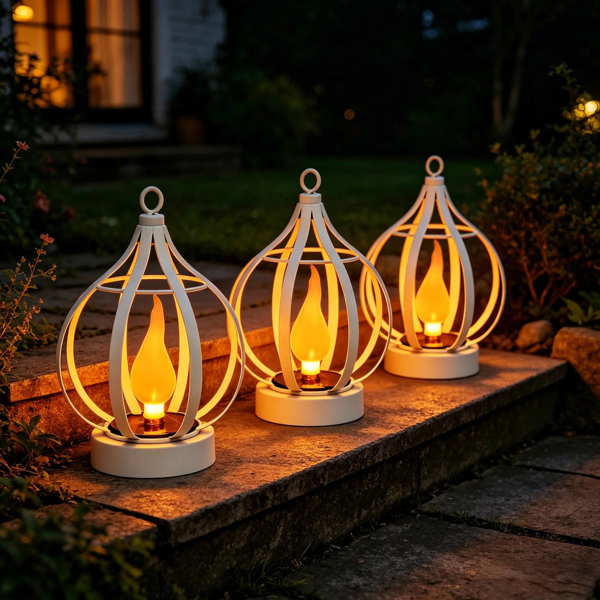 Solar hanging lantern with flame-effect LED, photo 4
