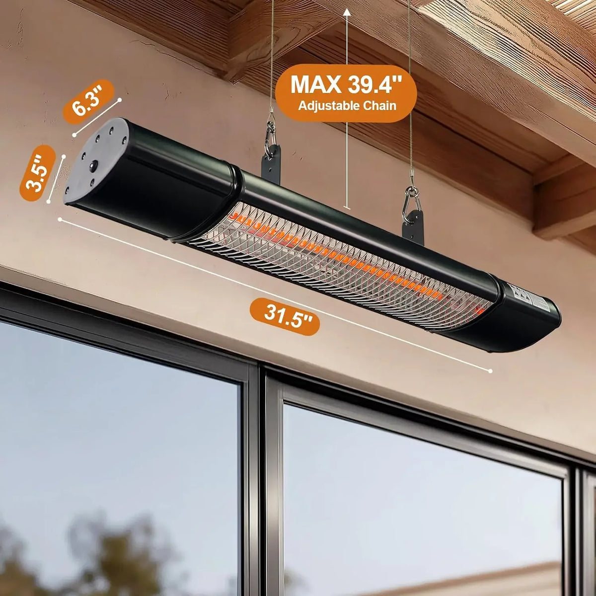 1500W hanging infrared patio heater, view 3