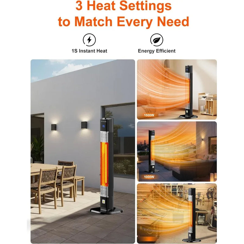 1500W freestanding infrared patio heater tower, view 2