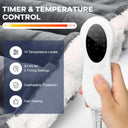 Wearable heated blanket controller showing ten temperature levels and 2, 4 and 8 hour timers