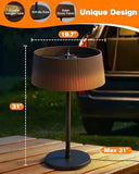Bronze tabletop patio heater dimensions, 19.7 inches wide and 31 inches tall, with anti-slip base