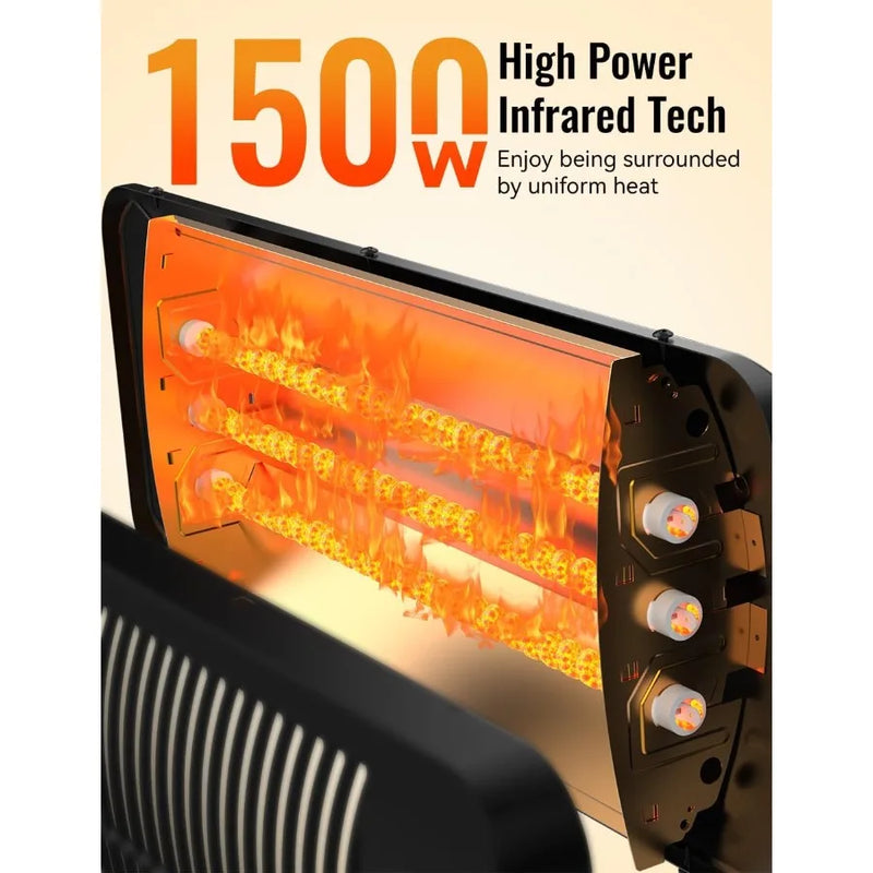1500W standing infrared patio heater on a pole stand, view 2