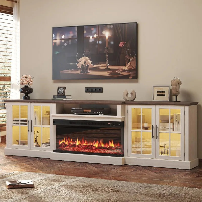 98 inch farmhouse fireplace TV stand for 100 inch TV
