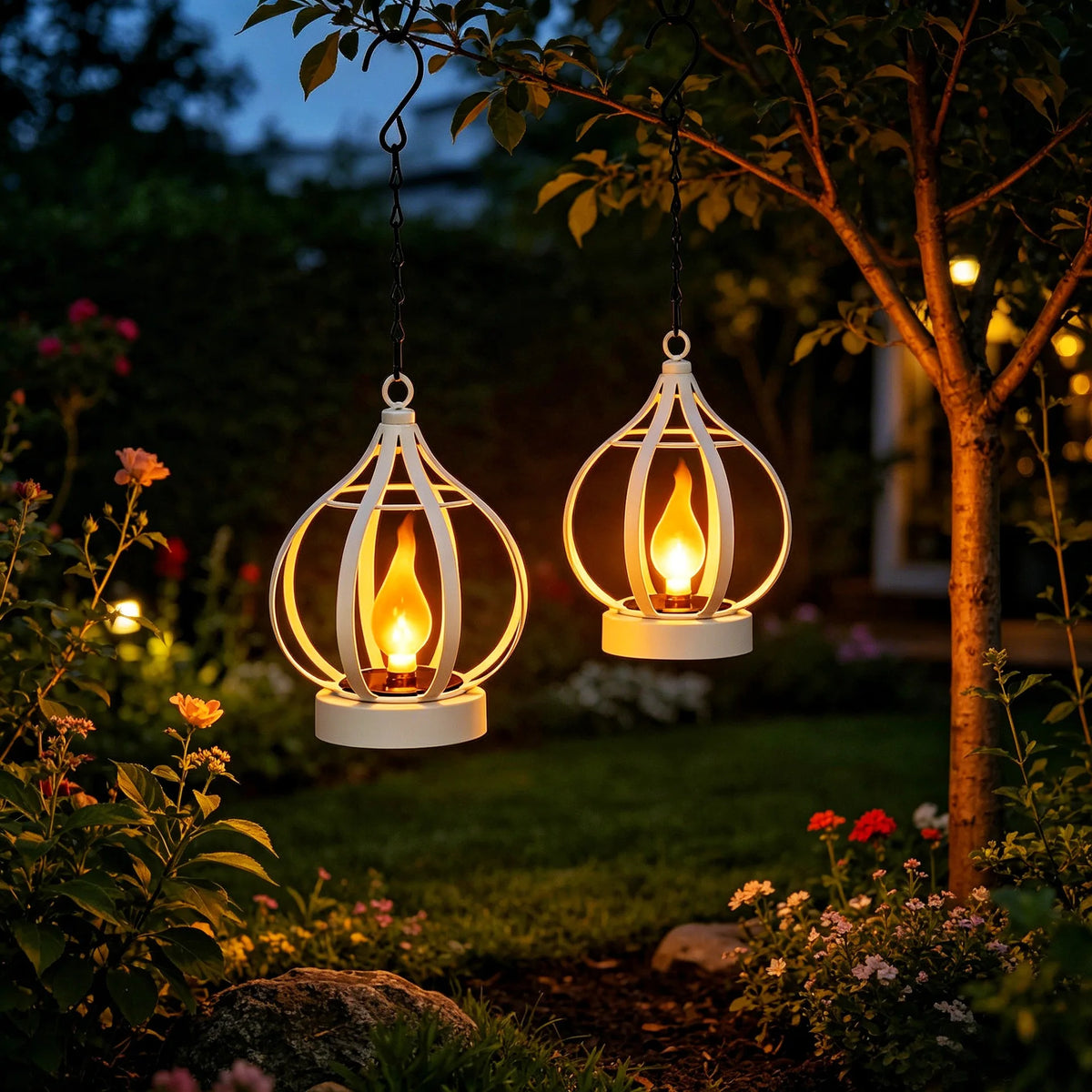 Solar hanging lantern with flame-effect LED, photo 2