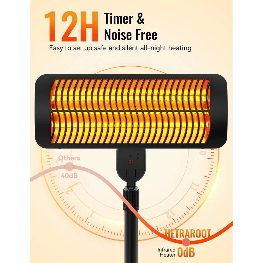 1500W standing infrared patio heater on a pole stand, view 5