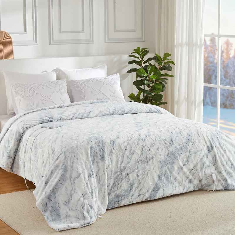 Faux fur heated throw blanket, photo 2