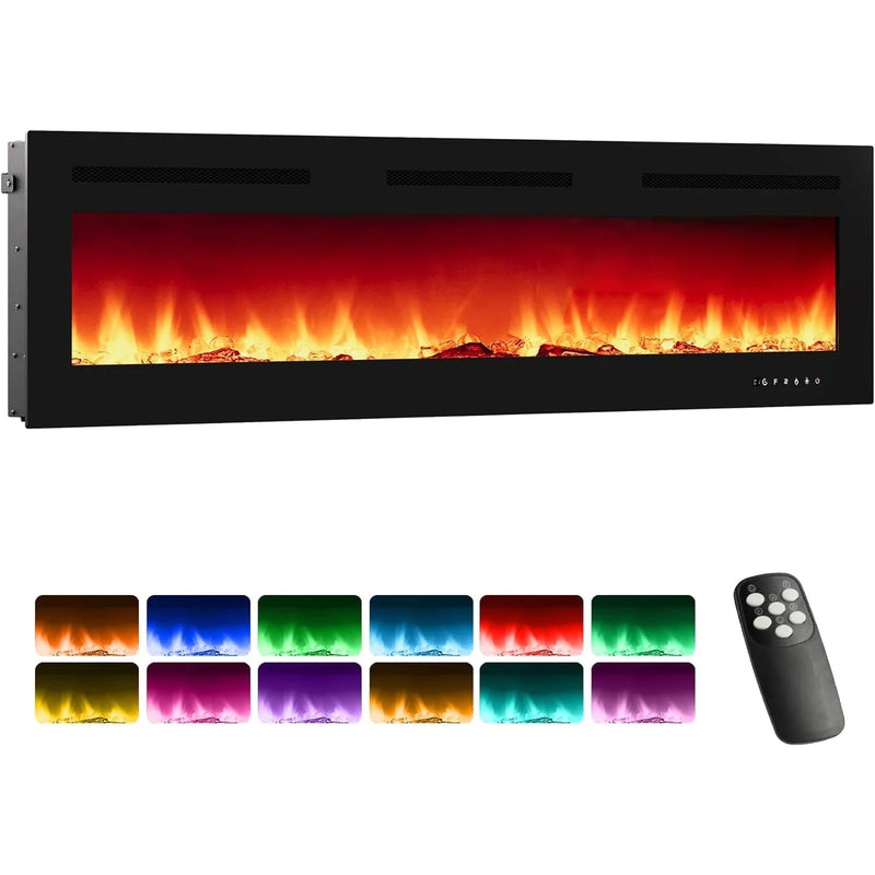 Wall mounted and recessed linear electric fireplace product view