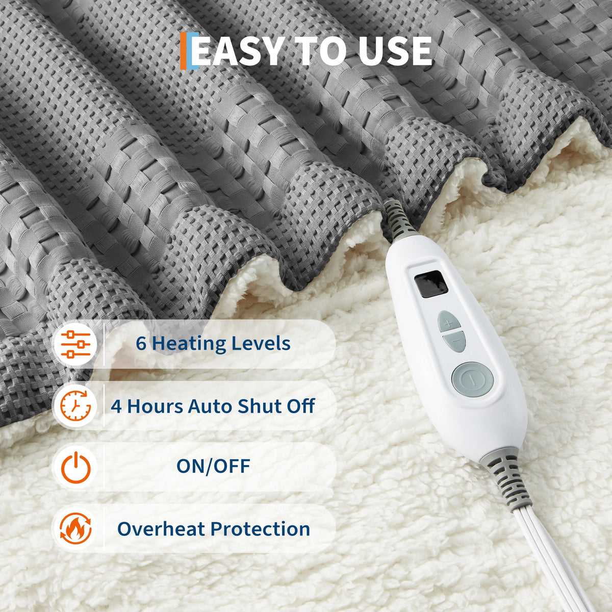 Plug-in controller with 6 heat levels and 4-hour auto shut-off