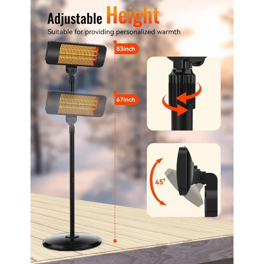 1500W standing infrared patio heater on a pole stand, view 4