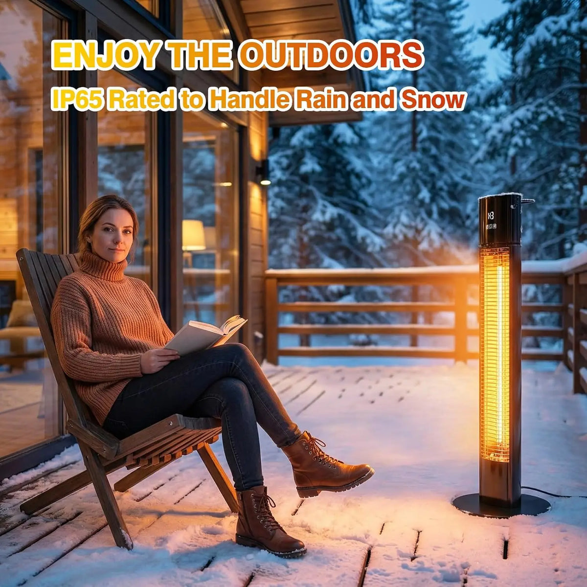 38.5-inch 1500W portable infrared patio heater tower, view 5