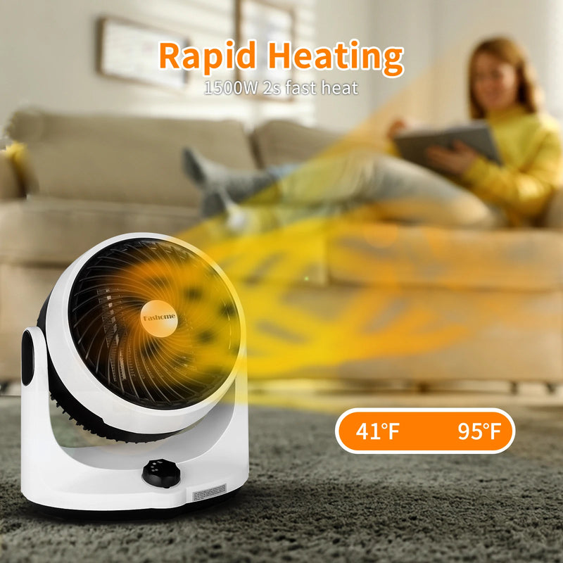 PTC ceramic space heater warming a room quickly from 41F to 95F