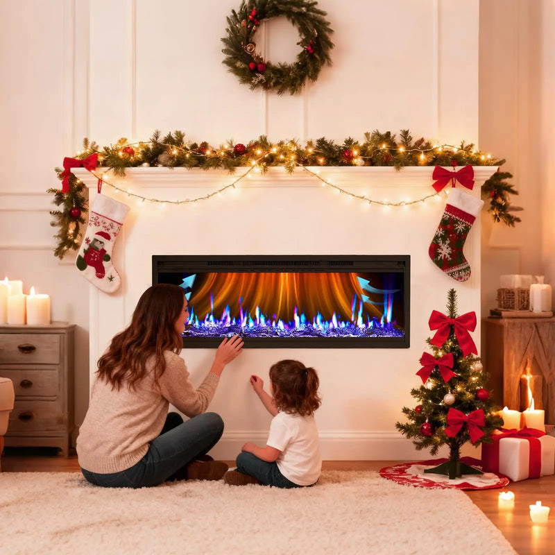 Ultra-slim wall mounted electric fireplace product view