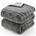 Folded grey heated throw blanket with sherpa reverse
