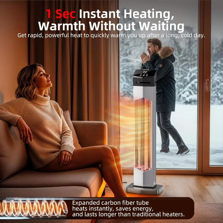 37-inch 1500W infrared patio heater tower, view 2