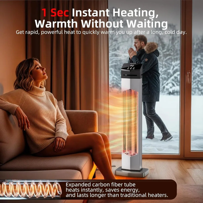 37-inch 1500W infrared patio heater tower, view 2