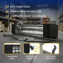 1500W infrared heater dimensions, power cord and adjustable mounting bracket